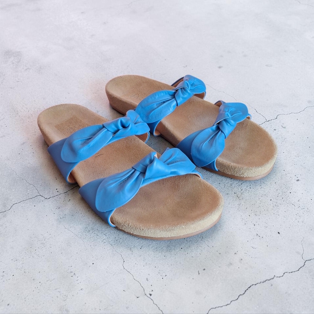 Jack Rogers Annie Summer Sandals Double Knot Bow 7.5 Beach Blue - Picture 3 of 5